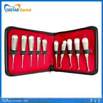 GISTAR 10pcs/סט שיניים מעלית להגדיר שיניים חילוץ שן עקירת מלקחיים נירוסטה מעוקלת שורש להרים את המעלית.