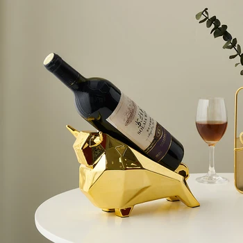 יוקרה בקבוק יין מדף לקישוט הבית אמנות גיאומטרית משטח בול בצורת סלון קישוטים מודרניים ארון אביזרים