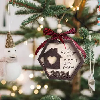משושה לעצב קישוטי החג קל לתלות את חג המולד תפאורה הביתה 2024 השנה החדשה תלוי חגיגי קישוט Bowknot עץ במשך
