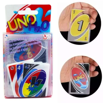 לוח המשחקים ש-UNO H2O משחק קלפים עמיד למים לחץ הוכחה פלסטיק PVC שקוף צעצועים לילדים קלפי משחק ליל כל הקדושים מתנות יום הולדת
