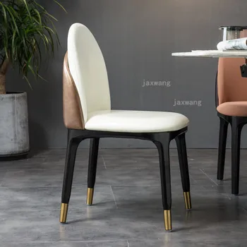 מעצב יוקרה כסאות אוכל במטבח ריהוט נורדי עור משענת הקבלה של המלון האוכל כיסא מודרני לחדר בבית הכסא