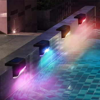 4 ערכת סולארית לצד הבריכה אורות צבע RGB עמיד למים להאיר את הבריכה בלילה אורות Led שלב החצר מסלול עיצוב המנורה