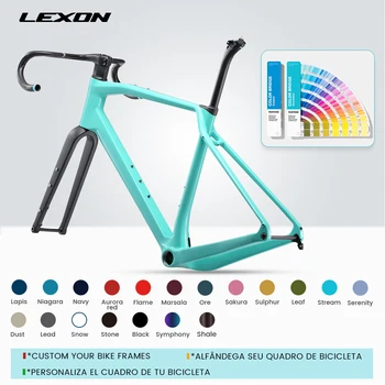 LEXON חצץ מסגרת מלאה פחמן דיסק בלם כביש, אופניים מחוץ לכביש Cyclecross מסגרות צבע מותאם עם הכידון חלקי אופניים