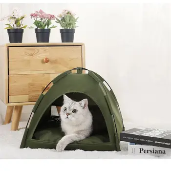 הקיץ חתול מחמד אוהל הקן מרענן מגניב קטן האוהל עמיד סגורה למחצה, מלונה לכלב לישון בבית גור אוהל חתלתול קמפינג הבית
