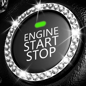 קריסטל המנוע Onekey להתחיל להפסיק לדחוף כפתור בורר כיסוי מגן בלינג ריינסטון מעגל טבעת Trims אביזרי רכב