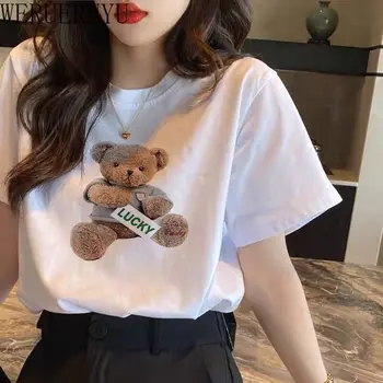 נשים חמוד אנימה גרפי חולצה בגדי קיץ שרוול קצר חולצות קוריאני אופנה מזדמן Harajuku לבן מנגה Tshirts 2023