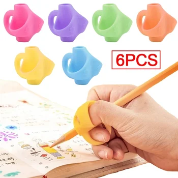 1/6PCS שלוש אצבע סיליקון עיפרון בעל תלמיד ילדים כתיבת למידה כלי כתיבה סיוע אחיזה יציבה תיקון המכשיר