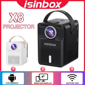 ISINBOX X8 נייד מקרן אנדרואיד קולנוע ביתי מקרן קולנוע 1280*720 HD מלא 1080P וידאו WIFI Mini LED מקרן מקרנים