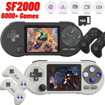 SF2000 נייד כף יד קונסולת מסך HD IPS משחק וידאו שחקנים מובנה 6000 משחקים מסוג-C תמיכת טעינה AV Output