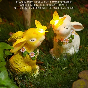 ארנב אור השמש הגן פסל תפאורה חיצונית הפסחא שרף דמויות של חיות פטיו הדשא בחצר מתנה לחנוכת בית