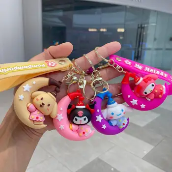 הירח של Sanrio מחזיק מפתחות Cinnamoroll Kuromi Mymelody Badbadtz-מארו פלסטיק רך בובה קסם ילקוט תליון אנימה דמויות צעצועים