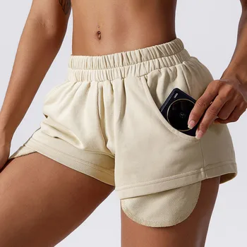 מכנסיים קצרים לנשים אופנה סלים מוצק ספורט יוגה Slim Fit נוח עם כיסים נשים מכנסיים של בנות 2023 מכנסיים Cortos
