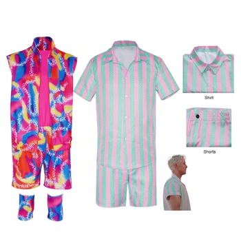 2023 ברבי הסרט קן ריאן גוסלינג תחפושות קוספליי הוואי Beachwear בגדי ספורט לגברים, חולצות מכנסיים קצרים תלבושות למבוגרים הבגדים