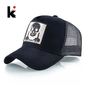 גברים כובע בייסבול עם רקמה הגולגולת תיקון Snapback היפ הופ משאית קאפ נשים ארבע העונות חיצוני לנשימה מגן עצם כובעים