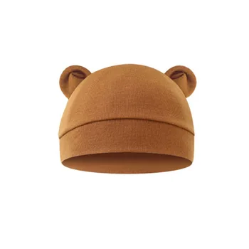 התינוק העובר כובע היילוד חמים כובע תינוק קט כובע שכבה אחת קריקטורה דוב קטן באוזן הכובע על 0-12 חודשים