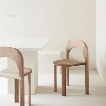 נורדי אוכל עץ מלא על כסאות המסעדה ריהוט מודרני מינימליסטי מעצב פנאי קפה מסעדה מזדמנים אוכל כיסא.