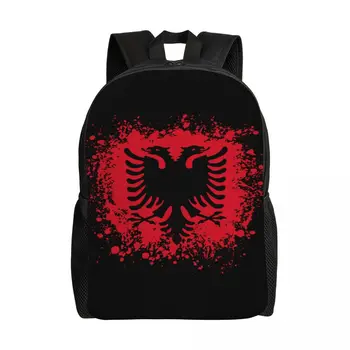 רטרו דגל אלבניה נסיעות תיק גב נשים גברים בית ספר מחשב בוא נזוז אלבנית נשר סטודנט Daypack שקיות