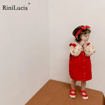 RiniLucia התינוק החדש בגדי ילדות מתוקות בנות קבוצה בגדי שרוול ארוך חולצות פרחוניות שמלת 2pcs סט תלבושות מתוק סתיו בגדים
