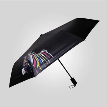 יצירתי 3 קיפול שינוי צבע מטרייה נייד גשם נשים Windproof שמשיה זברה השמשייה גשם גוון אנטי-UV לנשים