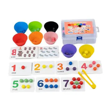 חרוזים משחק ערמות של צעצועים בגיל הרך למידה צבע מיון וספירה עץ כדורים קשת בכוסות לילדים ילדים