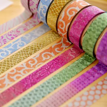 10X Blingbling בהיר צבע דקורטיבי Washi Tape דבק מסקנטייפ נייר מדבקה מקל תווית DIY מלאכה
