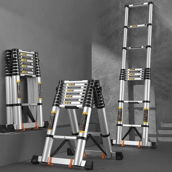 Multi-פונקציה אדרה סולמות הרמת פרויקט קיפול הסולם מעובה סגסוגת אלומיניום טלסקופי סולם מטבח ביתי מדרגות