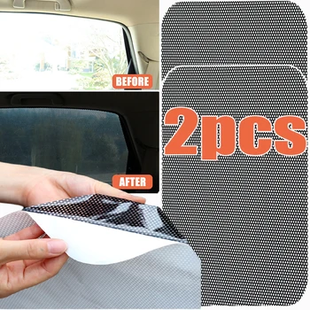 2Pcs DIY מדבקות רכב גווני שמש הגנה מפני השמש חלון כיסוי שחור PVC שמשיה החלון בצד המגן עם חורים קטנים 42x38cm