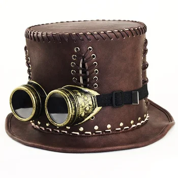 Steampunk רטרו כובע קסמים Cosplay שטוח רשמית מצחיק כובע המסיבה ליל כל הקדושים אביזרים מגיפה הרופא אביזרים למבוגרים עשוי עור