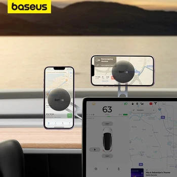 Baseus רכב מגנטי בעל טלפון עבור טסלה להציג אפליקציה מתקפל 360 תואר סיבוב מתכת מכונית הר עבור iPhone 12 13 14 Pro מקס