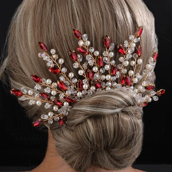 8 ColorsTrendy כלה אביזרי שיער Headpieces עבור אישה חתונה כלה פרח עלה כתר עם אבנים נוצצות גפן Headbands