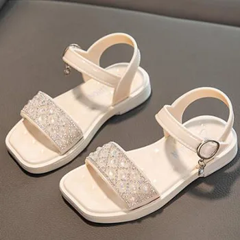MODX חדש בנות סנדלי יהלומים מלאכותיים קיץ נעלי ילדים בוהן פתוח נעלי החוף על הבנות של ילדים סנדלי הנסיכה נעליים CSH1424