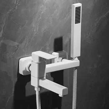 לבן ברזים לאמבטיה פשוטה ראש מקלחת נחושת ערבוב שסתום להגדיר שירותים אמבטיה אמבטיה להגביר את זרבובית