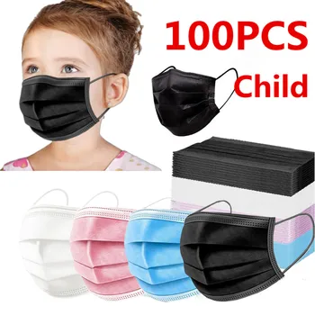 חד פעמי ילדים מסכת 4-12 שנים פה הילד מסכת 3 שכבת הגנה בטוח לנשימה שחור ורוד צבעוני ילדים מסיכת פנים