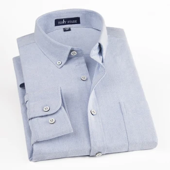 100% כותנה באיכות גבוהה שאינו ברזל גברים אוקספורד חברתית חולצות בסגנון קלאסי מוצק צבע מזדמנים זכר עסקית רשמית החולצה
