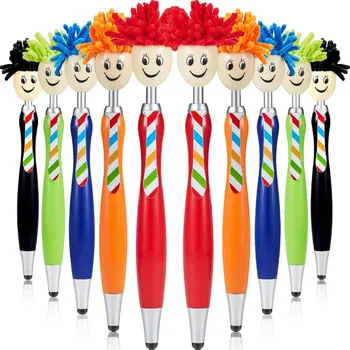 בובה בצורת עט כדורי קטיפה מצוירת שיער מגב ראש מחייך, הפנים הבעת הפנים דיוקן חתימת עט חמוד כתיבה