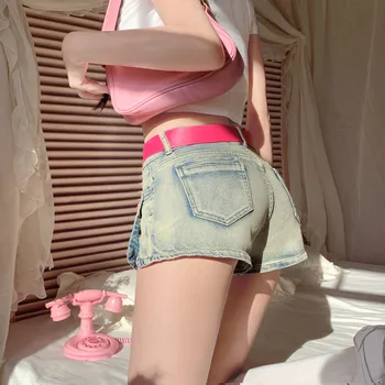 הספייס גירלס סופר המכנסיים נשיים הקיץ היפ-הרמת מכנסי ג ' ינס קצרים מותן נמוכה סקסי לוהט