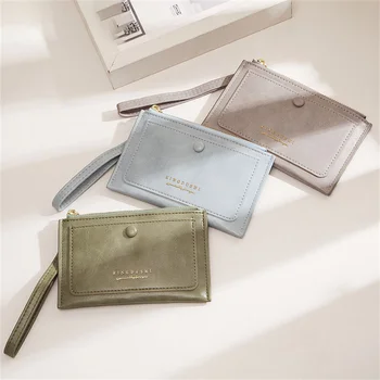 חדש עור PU מיני הארנק אופנה קוריאנית רב-כרטיסים כרטיס בעל רוכסן צבע מוצק הארנק עמיד למים תיק הכסף עבור נשים