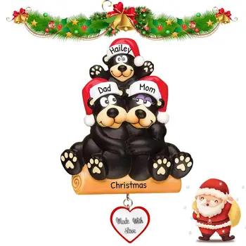 חג המולד תלויים קישוטים דובים שחורים המשפחה קישוטי חג מולד קישוט חג המולד עם DIY שם וטקסט מותאם אישית