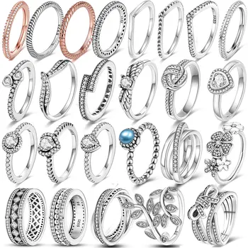טבעות נישואין 925 כסף משולש Stackable לב זירקון טבעת אצבע לנשים האירוסין הכלה Anel מתנה תכשיטים יפים