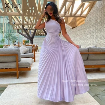 Xijun לבנדר אלגנטי שמלות ערב כתף אחת אורך רצפת שמלות לנשף קפלים שמלות לנשף הסעודית Arabric שמלת מסיבת נשים