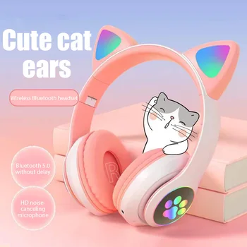 JST-28 אוזניות אלחוטיות חתול האוזניים Bluetooth אוזניות סטריאו מוסיקה אוזניות Bluetooth 5.0 משחקי ספורט אוזניות עם מיקרופון