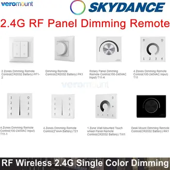 2.4 G RF Wireless הקיר עמעום הבקרה מרחוק כפתור מגע רוטרי לוח זכוכית 1 2 4 האזורים Skydance צבע יחיד בקר