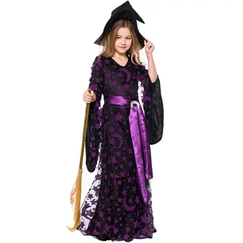 ילדים תחפושת המכשפה בייבי בנות מסיבת ליל כל הקדושים תלבושות סגול המכשפה תחפושות קרנבל תחפושות קוספליי