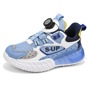 הבנים נעלי ספורט חדש סתיו סיבוב כפתור ילדים נעלי הריצה של רשת לנשימה נעלי כדורסל