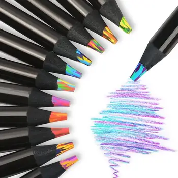 LE 8Pcs צבעים קונצנטריים שיפוע קשת עיפרון עפרונות עץ צבעוניים עפרונות להגדיר Kawaii נייר אמנות הציור ציור