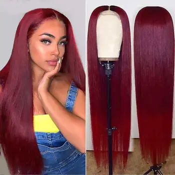 99J בורגנדי ברזילאי שיער 13x4 הקדמי של תחרה שיער אדם פאות בצבע אדום מראש קטף תחרה קדמית פאות עבור נשים