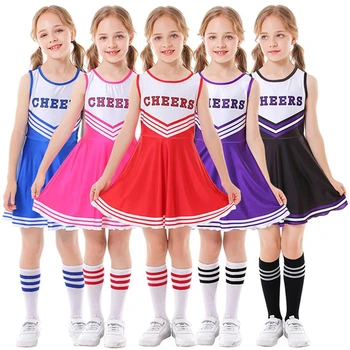 בנות מעודדת תחפושת לעודד את המדים המחזמר מסיבת תחפושות תחפושות ספורט עם המדים, עם הפונפונים