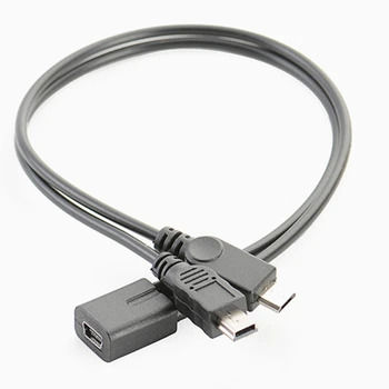 Mini USB מפצל כבל מאריך Y ספליטר סיומת כבל הטעינה שני התקני טעינה בו זמנית Y ספליטר כבל