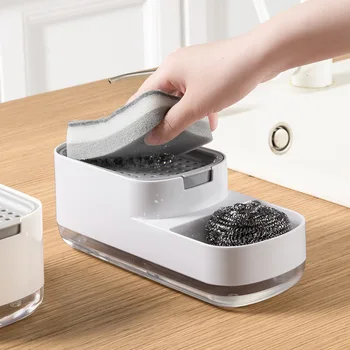 יפנית מטבח ביתי שדרוג לחץ ידנית תיבת סבון ניקוי מתקן אחסון בקופסת ספוג סבון תיבת לחץ