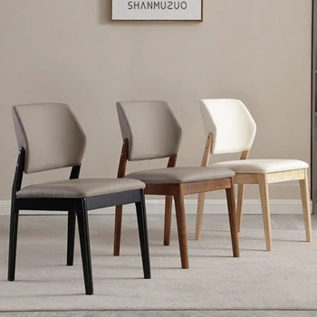 נורדי עץ כסאות אוכל מרגיע משק הבית יוקרה משענת כסאות אוכל כרית הקבלה Cadeira מרפסת ריהוט WZ50DC